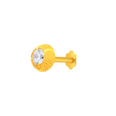 22K Yellow Gold Cubic Zirconia Large Classic Nose Pin with Screwback with gold weight of 0.27g